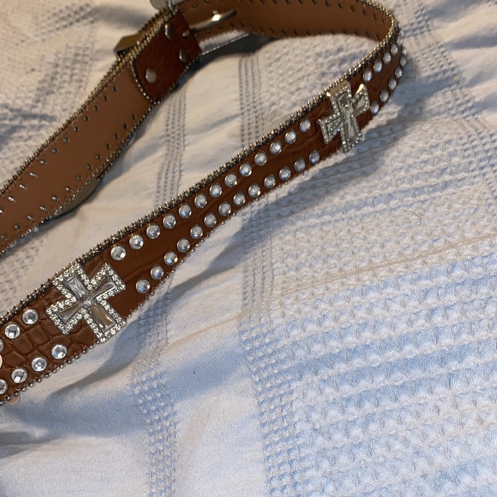 Brown Rhinestone Embellished Belt - Picture 3 of 4
